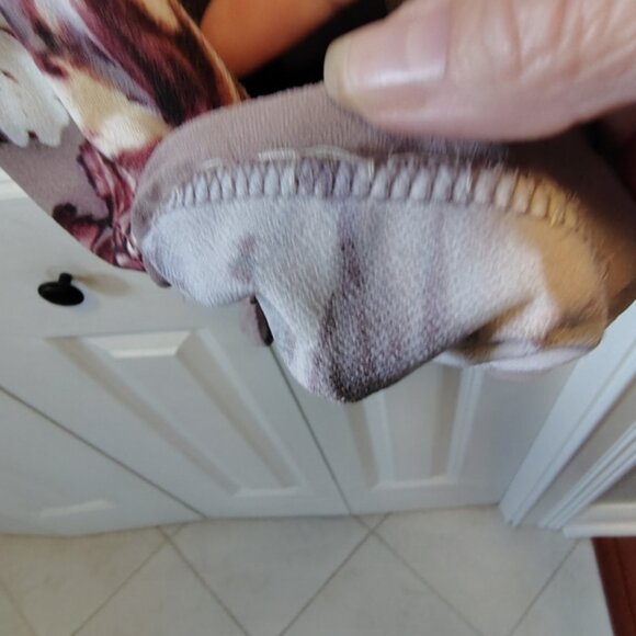 Vera Wang Floral Long Sleeved Wrap Dress - Mauve, Taupe - Picture 7 of 9